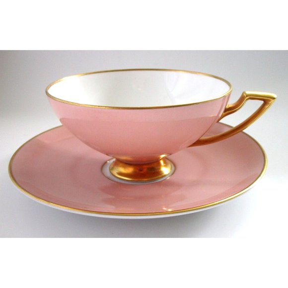 Heinrich Other - VTG Heinrich H&C Selb Bavaria Germany Tea Cup/Saucer-Pink (Dusty Rose) Gold Rims